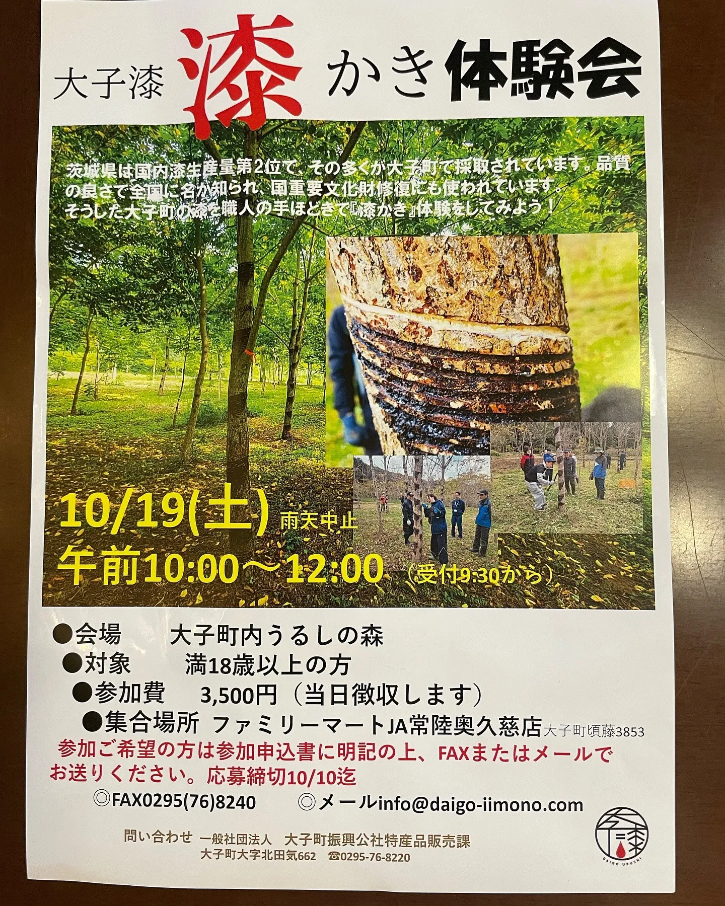 【イベント紹介】漆かき体験会